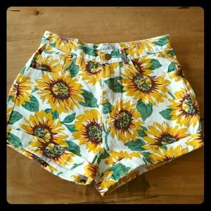 Sun Flower High Waisted Shorts